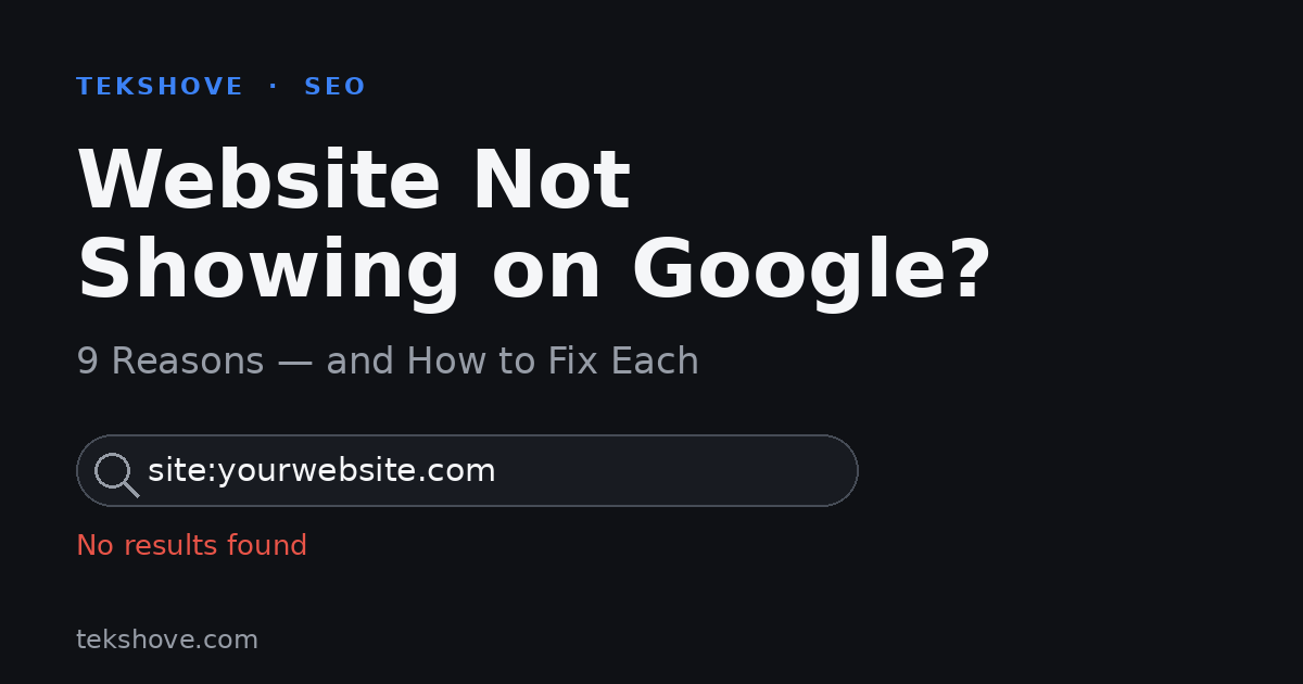 website not showing on Google search results