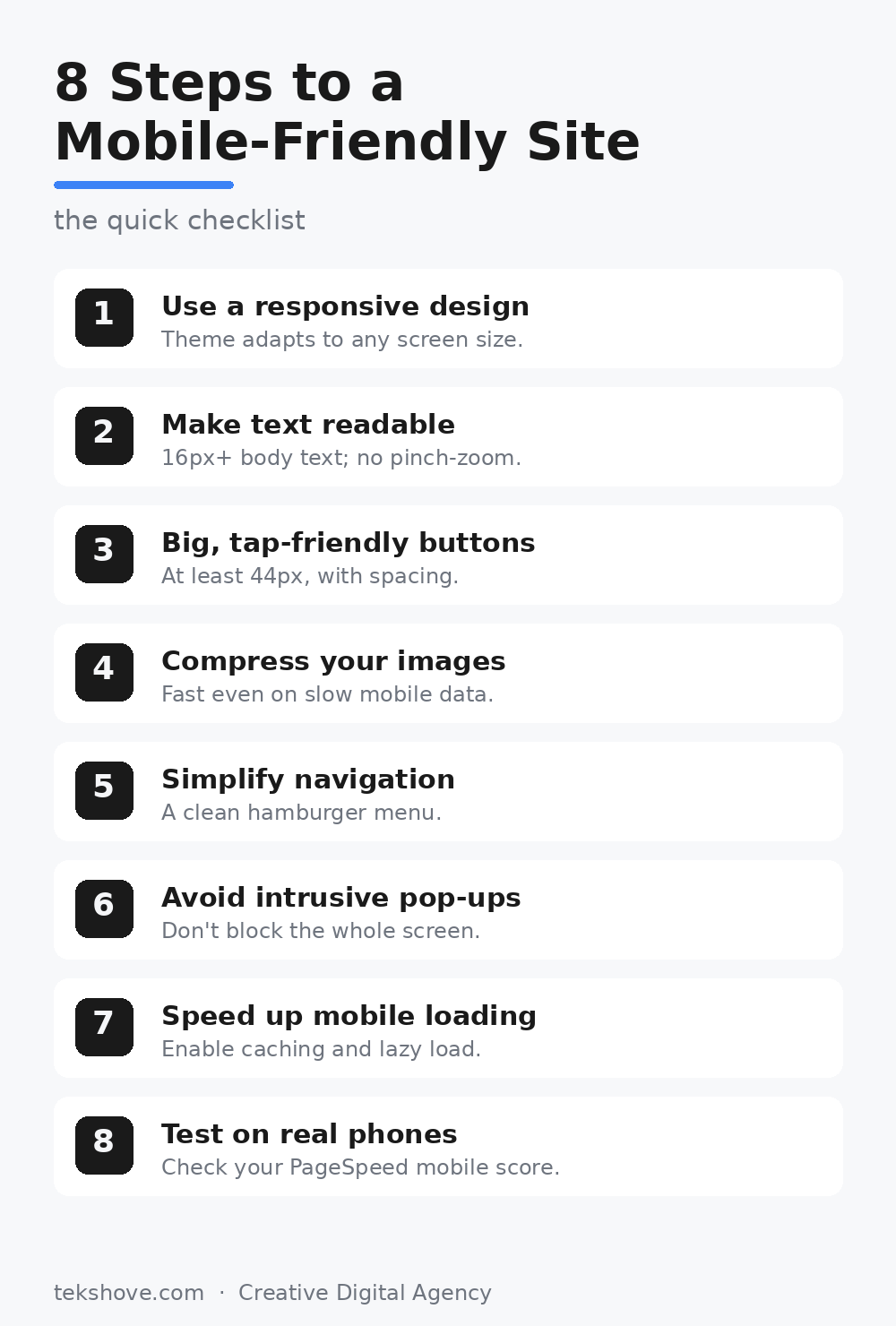 8 steps to make your website mobile friendly checklist