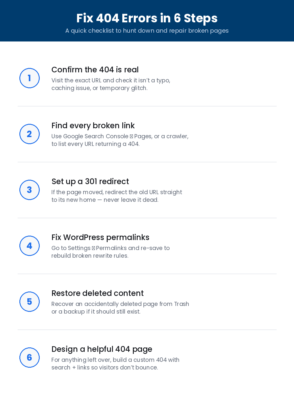 how to fix 404 page not found errors in 6 steps