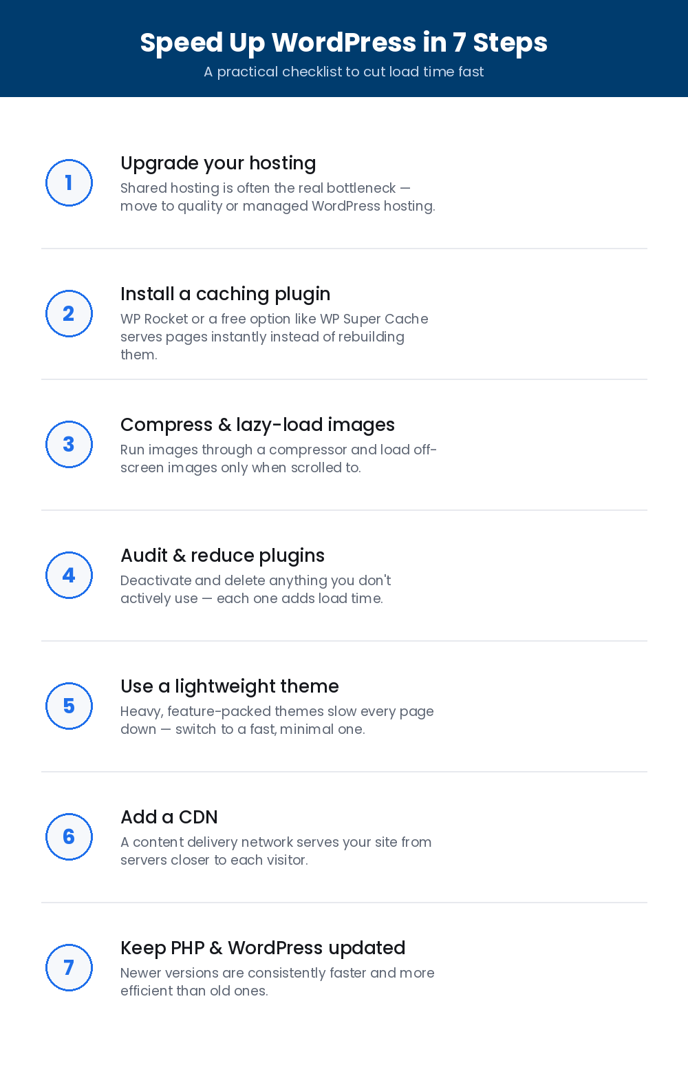 how to speed up WordPress in 7 steps